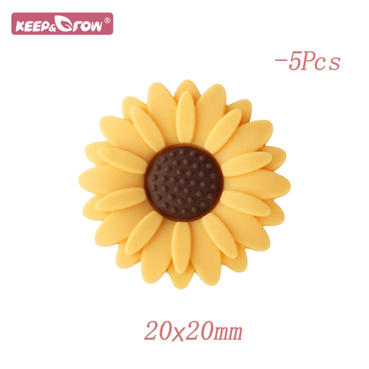 5/10pcs Daisy Baby Silicone Beads Cute Teether Teething Toys Focal Beads Pacifier Clips Newborn Care Accessories Free BPA