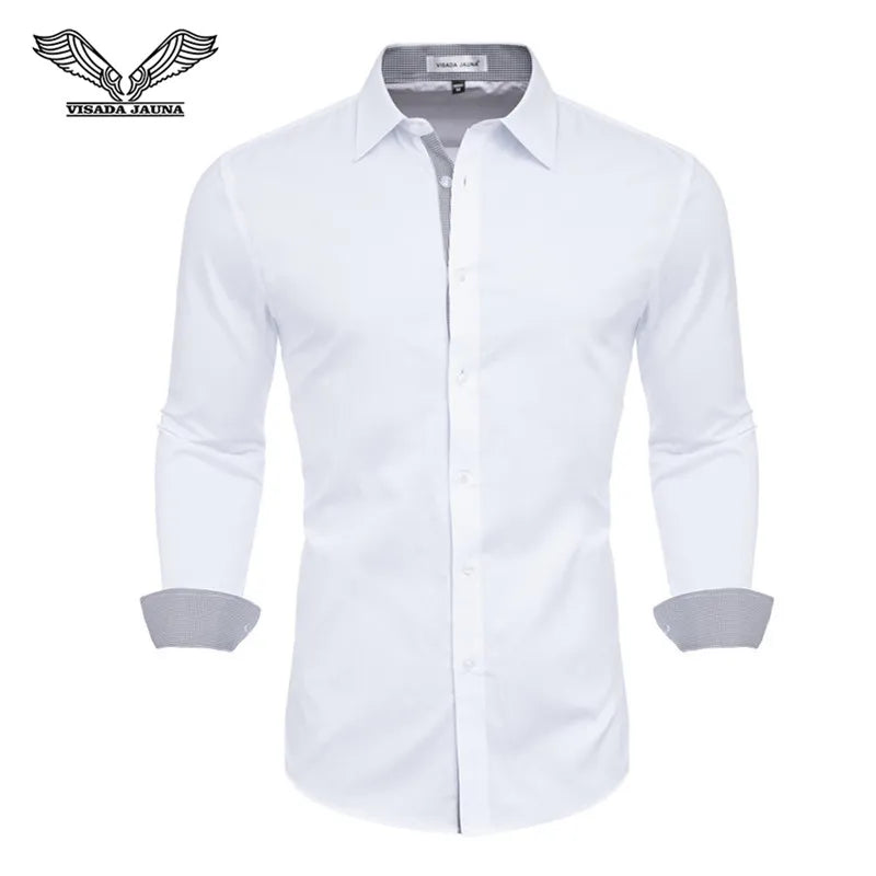 VISADA JUANA 2019 Mens Long Sleeve Dress Shirt High-quality Male Casual Tops Button Down Shirts Y73