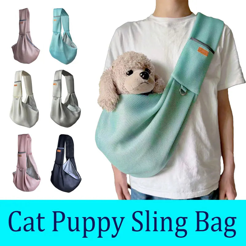 Mesh Polyester Breathable Dog Bag Pet Crossbody Shoulder Bag Outdoor Travel Portable Cat Puppy Sling Bag Tote Carrying Supplies