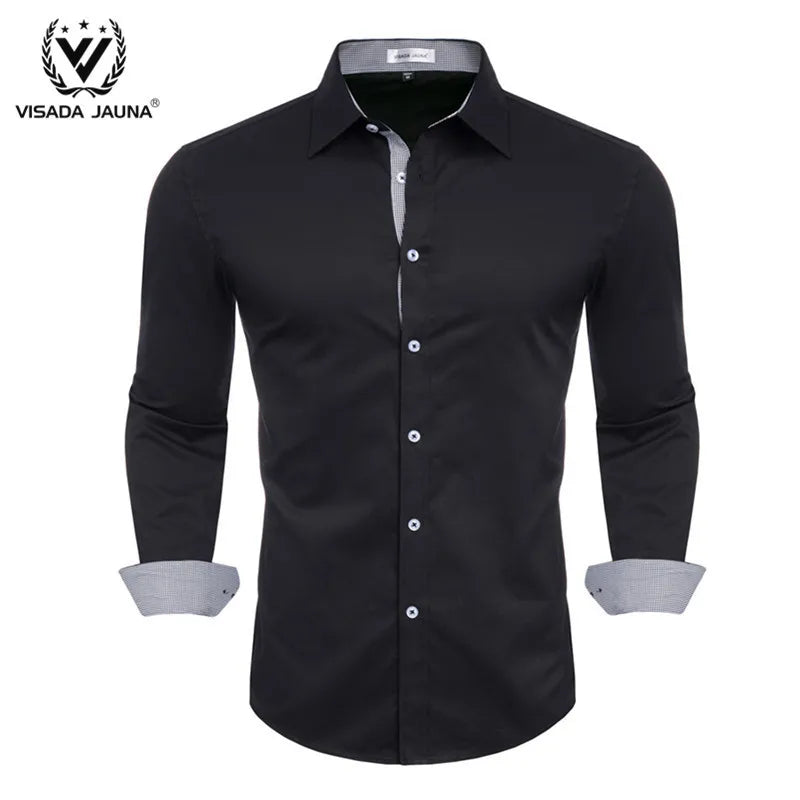 VISADA JUANA 2019 Mens Long Sleeve Dress Shirt High-quality Male Casual Tops Button Down Shirts Y73