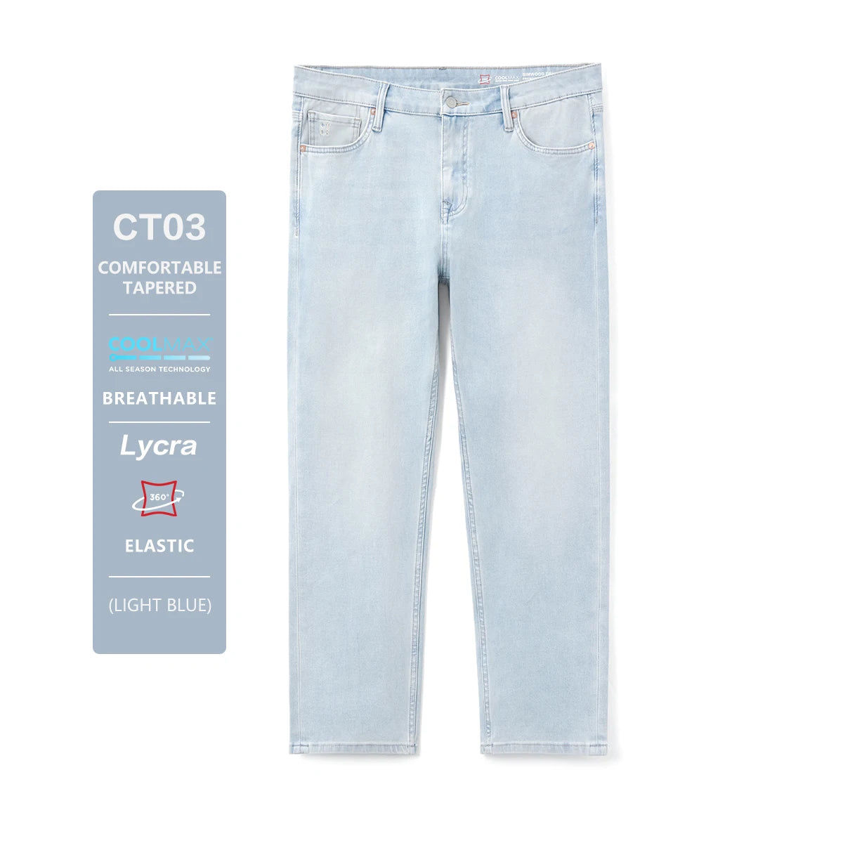 SIMWOOD 2024 Autumn New 9.3oz Coolmax Lightweight Jeans Men Washed Vintage Breathable Denim Pants