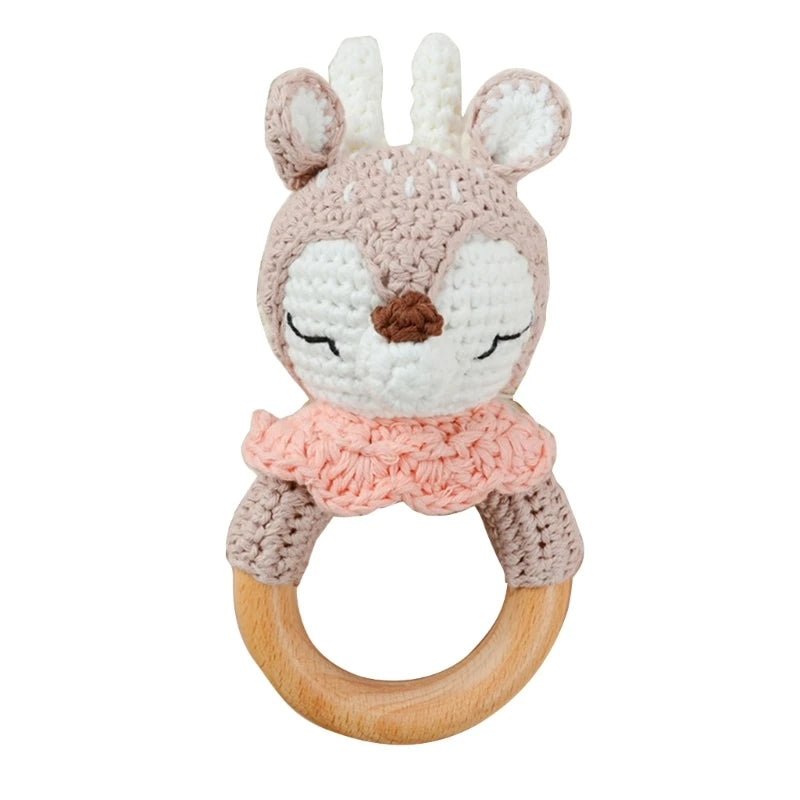 Newborn Gift Set 1 Pack Baby Rattle Toy/3pcs/set Pacifier Clip with Crochet Teether Suitable for 0-12 months Babies Dropship