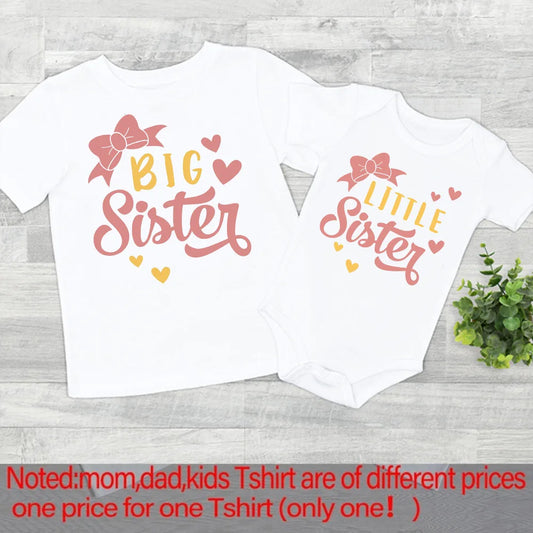 Big sister Little sister Family Matching Clothes crown printed girls T-shirt Baby Toddler Romper Kids Tee Tops sibling Outfits