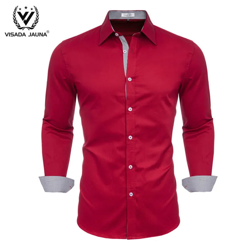 VISADA JUANA 2019 Mens Long Sleeve Dress Shirt High-quality Male Casual Tops Button Down Shirts Y73