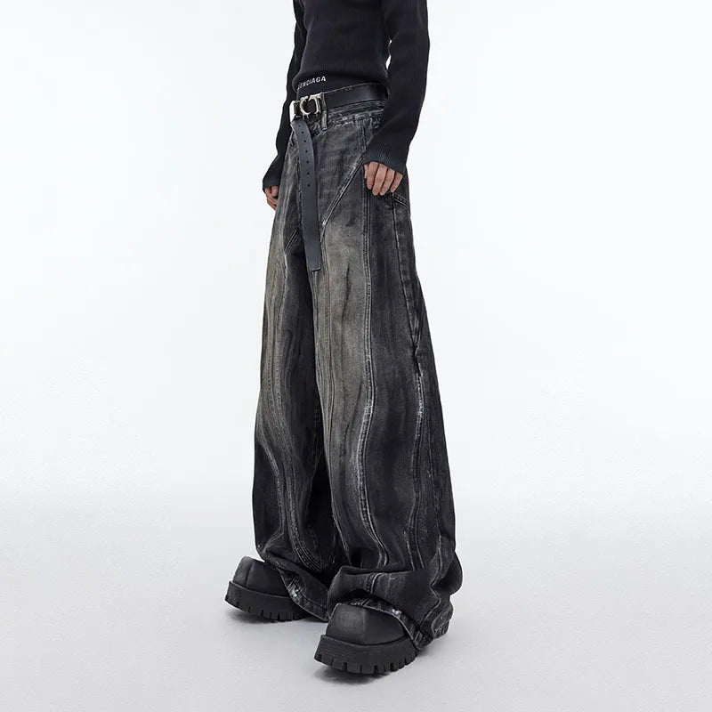 FEWQ Men Jeans Wide Leg Loose Fitting Niche Casual Pants High Waisted Male Trousers 2023 New Streetwear Fashion Autumn 24X1714