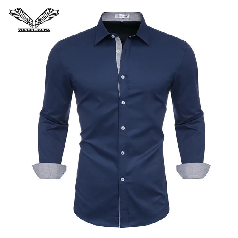 VISADA JUANA 2019 Mens Long Sleeve Dress Shirt High-quality Male Casual Tops Button Down Shirts Y73