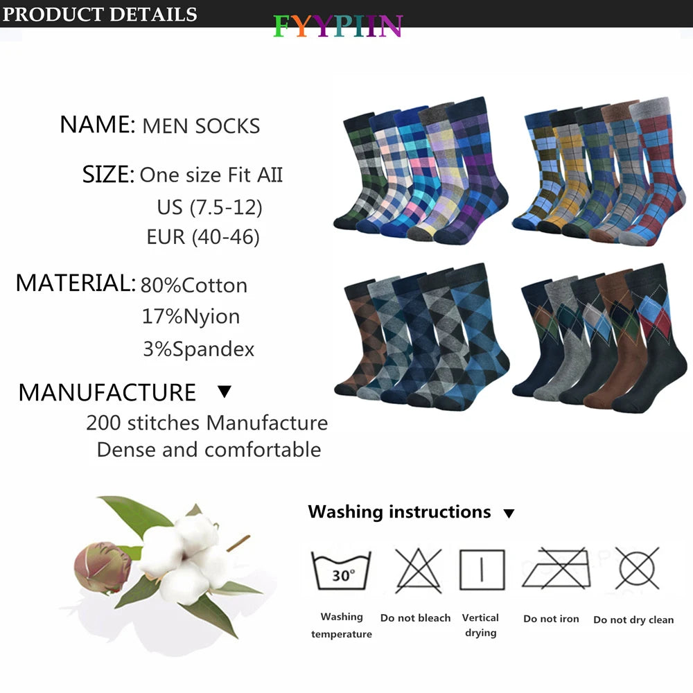 Men's Cotton Black Patterned Happy Colorful Funny Stylish Casual Business Dress Socks