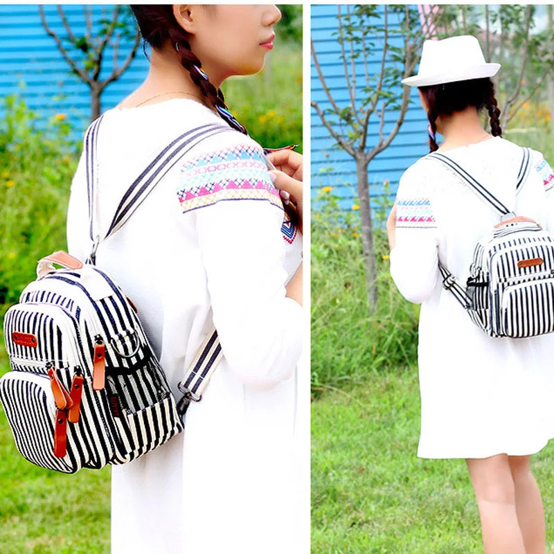 Striped Women Diaper Bag Fashion Waterproof Mom Nappy Bag Travel Backpack For Baby Nursing Multifunction Mother Diaper Handbag