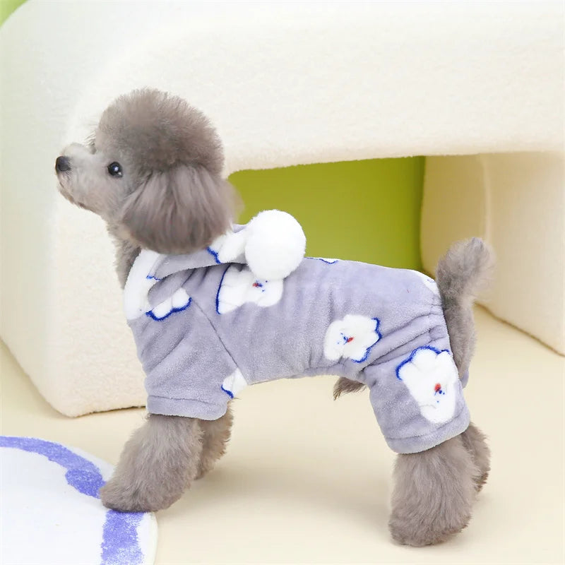 Winter Warm Fleece Pet Dog Jumpsuit for Small Medium Dogs Puppy Cat Pajamas Coat Chihuahua Clothes Pets Costume Yorkie Outfits