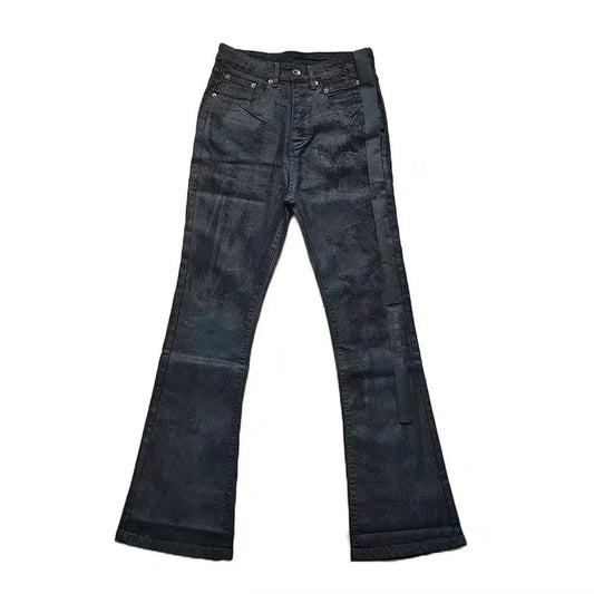 Flare Jeans Men Slim Stretchy Ankle Length Solid European Style Retro Vintage High Street Hip Hop Hipster Popular Advanced Chic