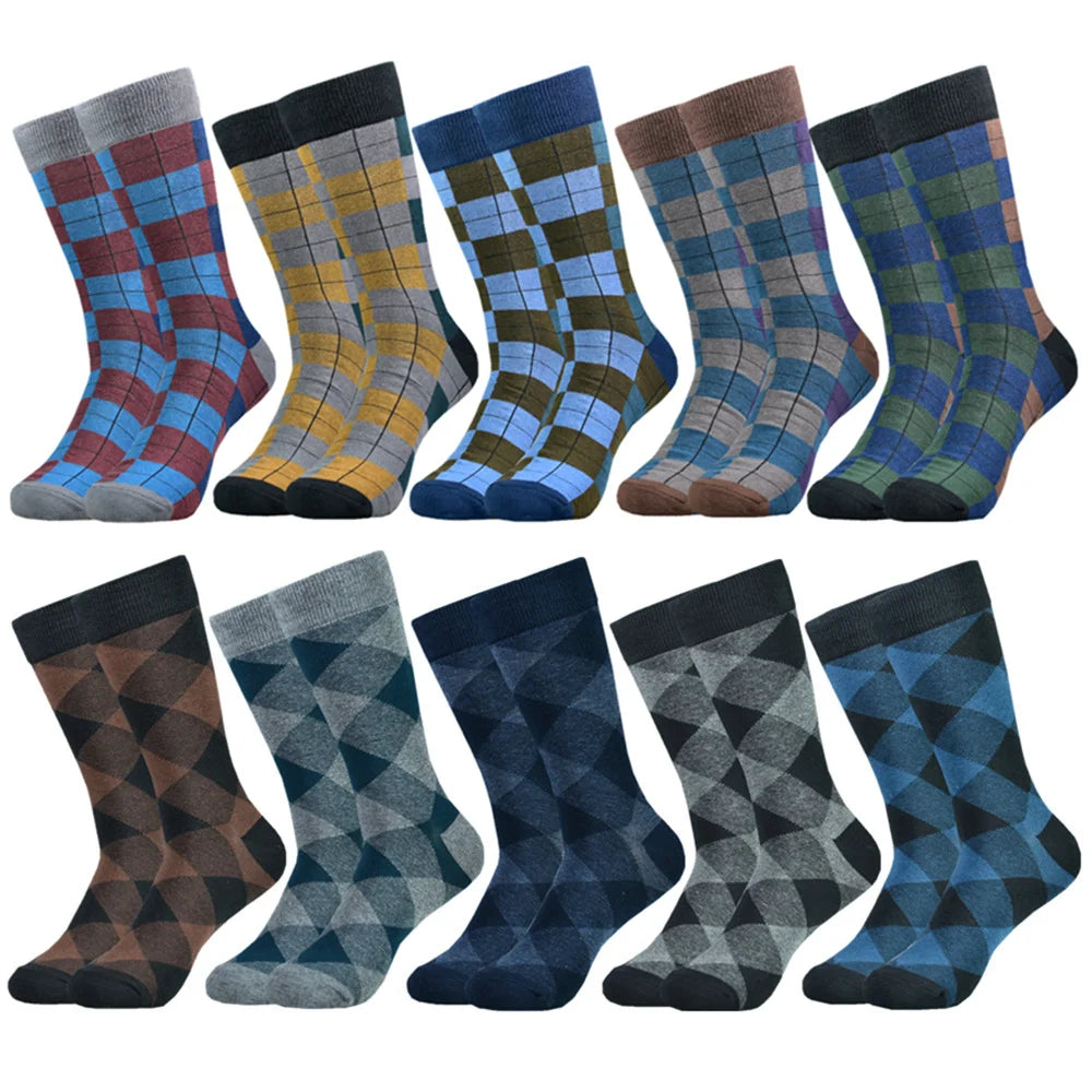 Men's Cotton Black Patterned Happy Colorful Funny Stylish Casual Business Dress Socks