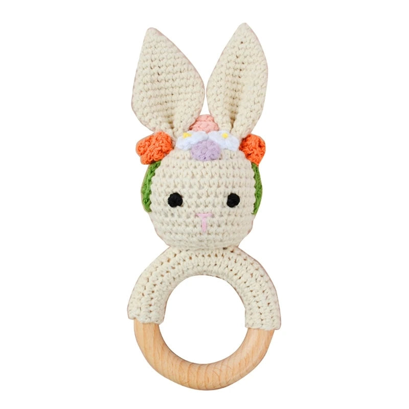 Newborn Gift Set 1 Pack Baby Rattle Toy/3pcs/set Pacifier Clip with Crochet Teether Suitable for 0-12 months Babies Dropship