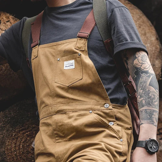 Maden Khaki Overalls Men’s Baggy Workwear Vintage Amekaji Jumpsuit Pockets Cargo Working Pants Quality Straight Oversize Trouser