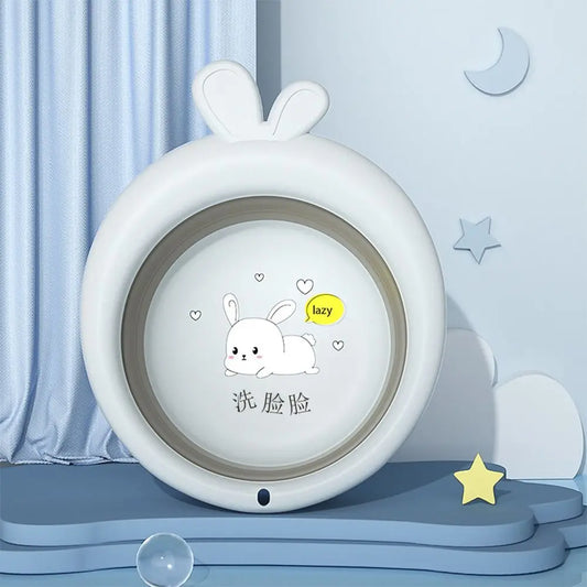 Children Wash Face Basin Household Basin Foldable Baby Bath Tub Kids Cartoon Rabbit Washbasin Infant Nursing Supplies