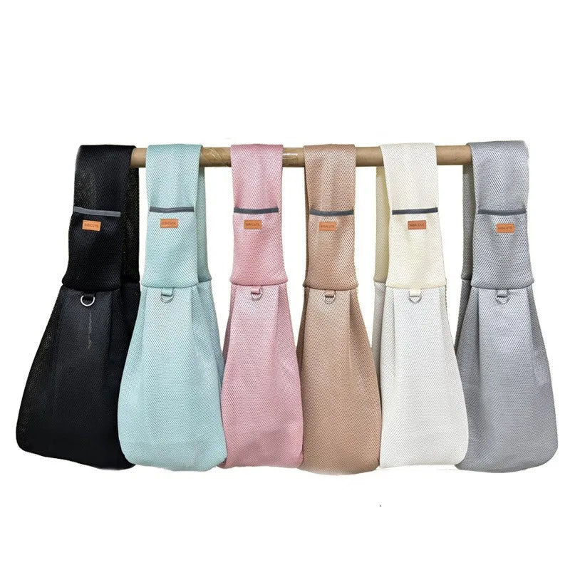 Mesh Polyester Breathable Dog Bag Pet Crossbody Shoulder Bag Outdoor Travel Portable Cat Puppy Sling Bag Tote Carrying Supplies