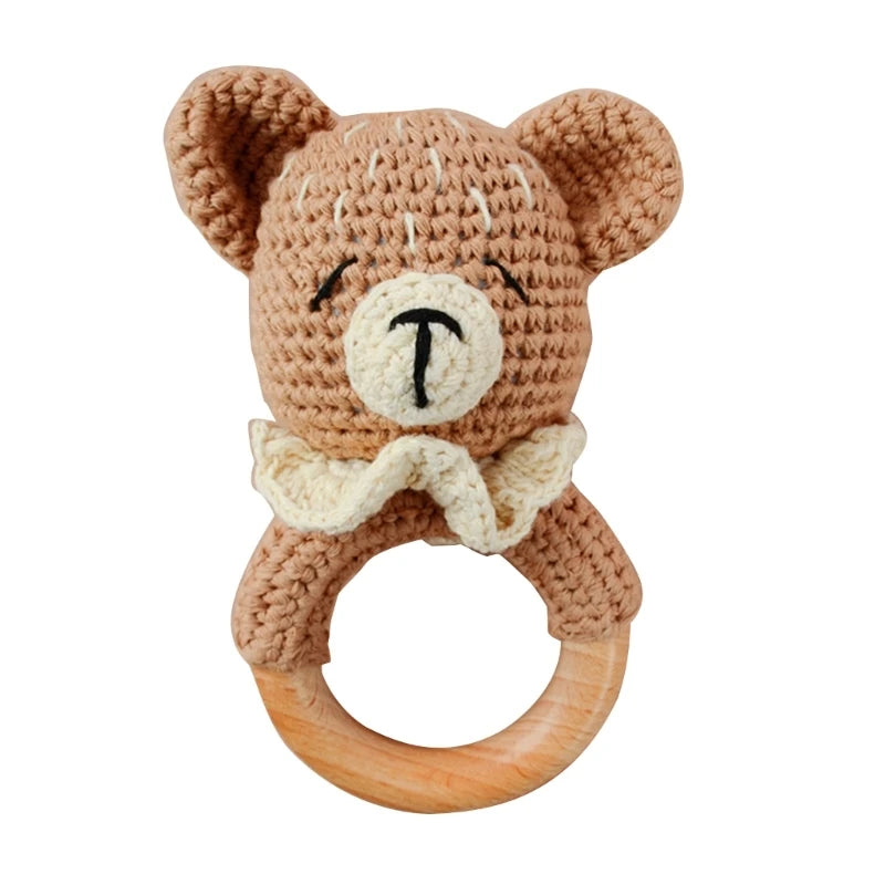 Newborn Gift Set 1 Pack Baby Rattle Toy/3pcs/set Pacifier Clip with Crochet Teether Suitable for 0-12 months Babies Dropship