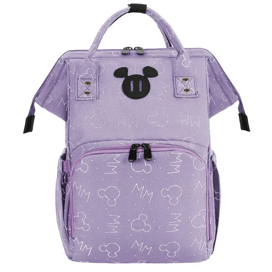 Disney Mickey New Diaper Bag Backpack Cartoon Fashion Pregnant Women's Bag Large Capacity Multifunctional USB Baby Diaper Bag