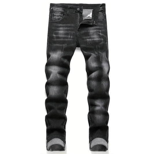 Men's Jeans Casual Straight Stretch Fashion Classic Blue Black Work Denim Trousers Male Brand Clothing