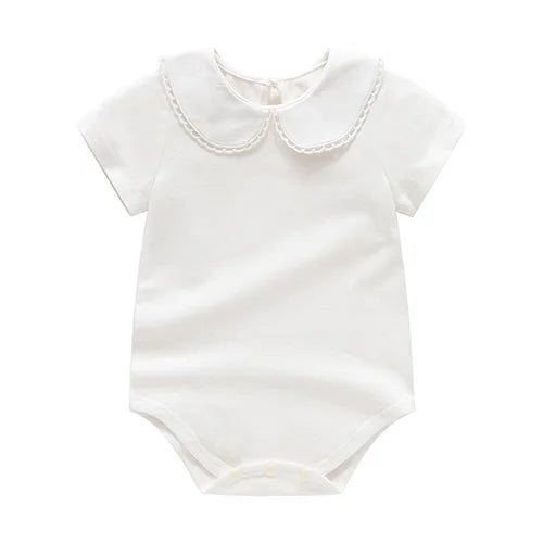 Autumn Spring 0-24M Baby Girl Clothing Toddler Baby Girl Romper Long Sleeved Cotton White Infant Baby Girls Jumpsuit