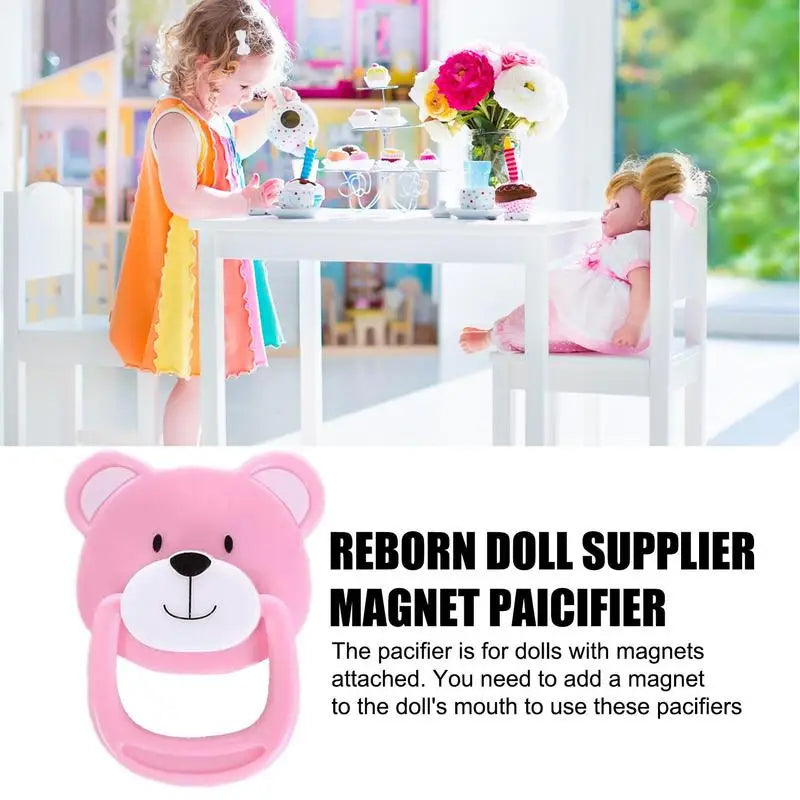 Baby Pacifier Reborn Doll Magnetic Pacifier Cute Bear Shaped Simulation Magnetic Nipple Magnet Pacifiers Toy For Reborn Baby Onl