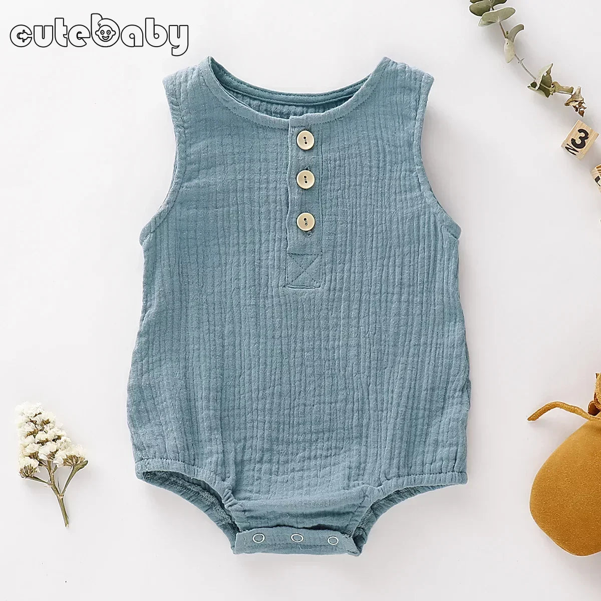 New Baby Boys Girls Rompers Summer Infant Muslin Sleeveless Jumpsuits Newborn Rompers Solid Cotton Baby Clothing 0-2 Years old