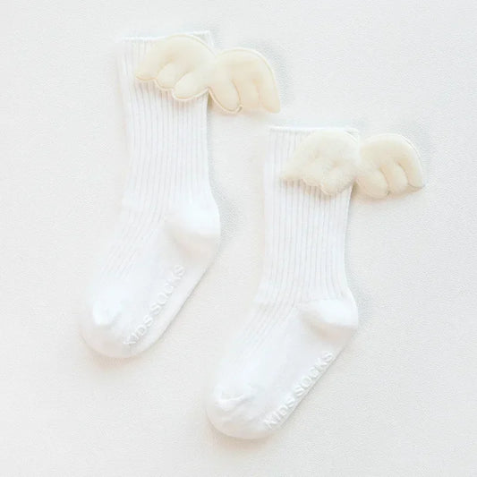 Newborn Sock Anti-slip Creative Wings Silicone Non-Slip Baby Knee Length Sock Mid Tube Children's Angel Floor Socks for Toddler