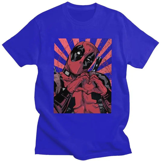 Cool Deadpool Hand Heart T Shirt Men Short Sleeved T-shirts Printed Tee Tops Cotton Regular Fit Tshirt Gift