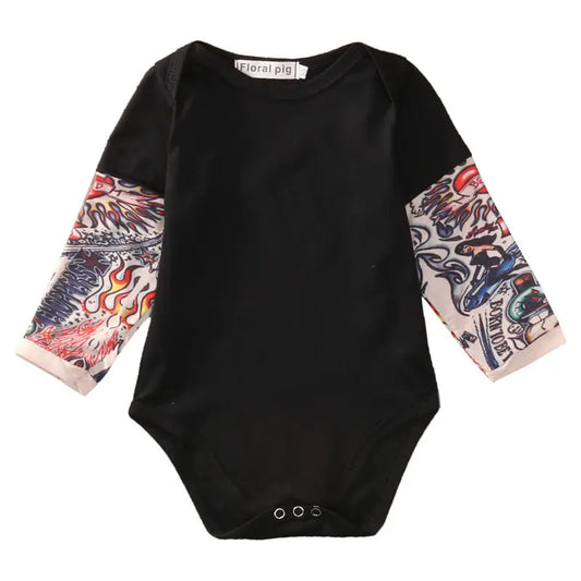 Fashion Newborn Baby Girl Boys Romper Bodysuit Clothes Tattoos Print Rock Children Boy Baby Clothing Jumpsuit Outfits