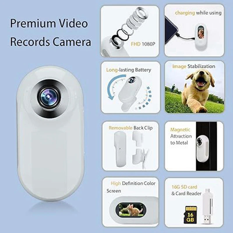 HD Wireless Collar Camera, Dog Cat Pet Camera Collar, Nanny Camera Video Recording Birthday Gift