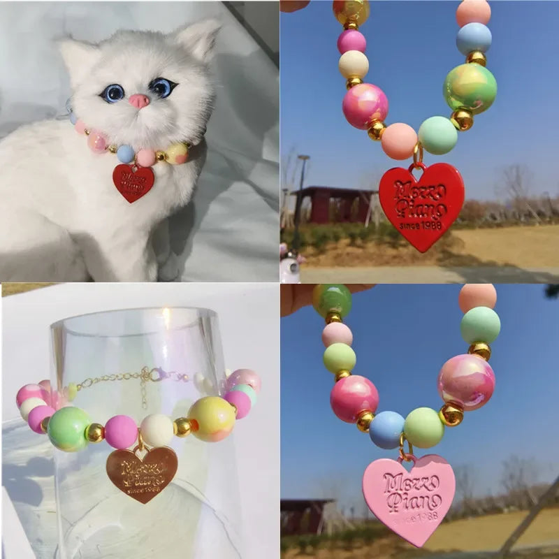 Pet Pearl Collar Little Cat Dog Love Pearl Necklace Cute Dog Jewelry Pet Accessories Puppy Necklace Bow Ties Dogs Pet Products