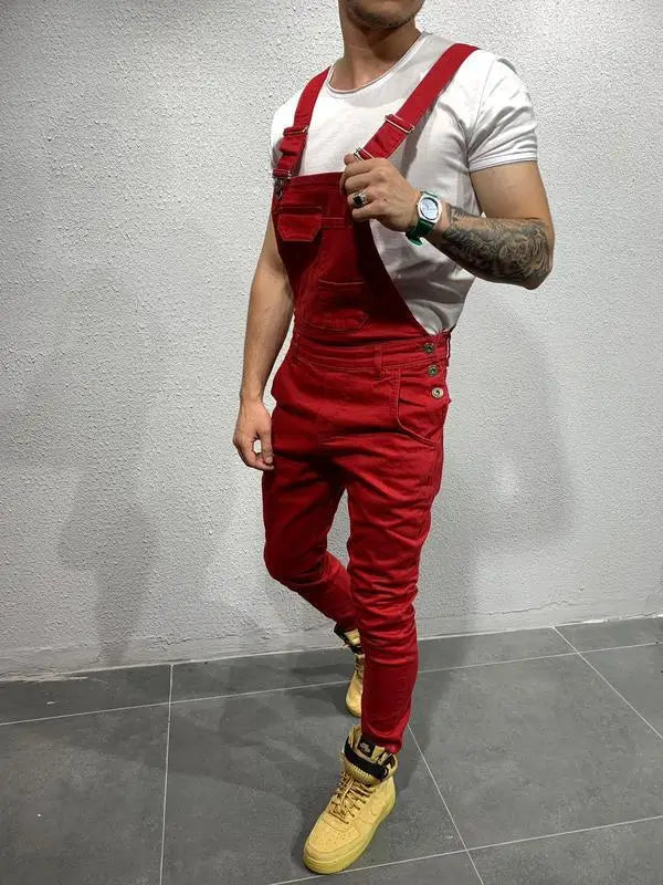 Women Jeans Rompers Washing Ankle Length Overalls Pencil Pants One Piece High Street Pockets Spliced Solid Slight Strech