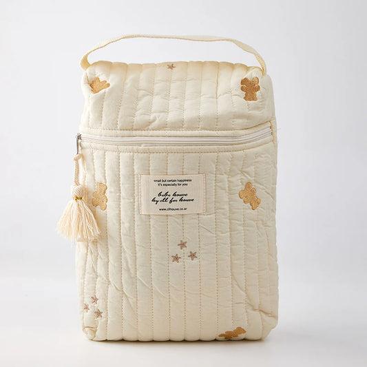 Portable Stroller Nappy Bag Quilted Baby Diaper Caddy Organizer Embroidered Mommy Storage Handbag Babies Accessories