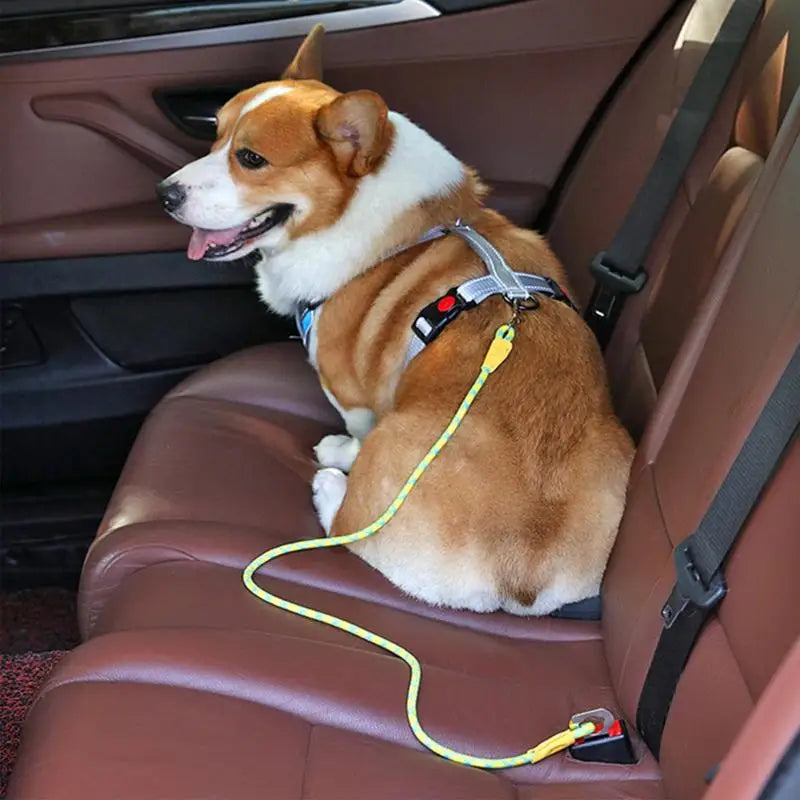 Dog Seat Belt For Car Removable Pet Dog Car Seatbelt Harness Restraint Secures To Vehicle Headrest Dog Supplies Seatbelt