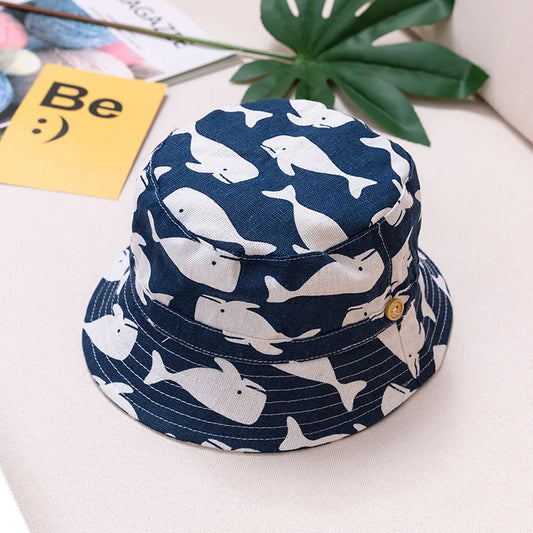 Cute Kids Outdoor Bucket Hats Children Sun Hats with Windproof Rope Cotton Baby Caps for Boys Girls Caps Summer Hat for Kids
