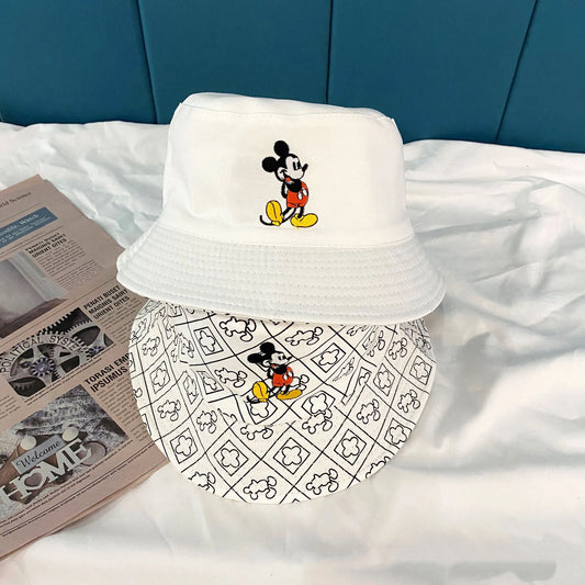 Mickey Mouse Cartoon Universal Fisherman Hat Double-sided Printing Cotton Cap Birthday For Kids Gifts Circumference 56-58cm