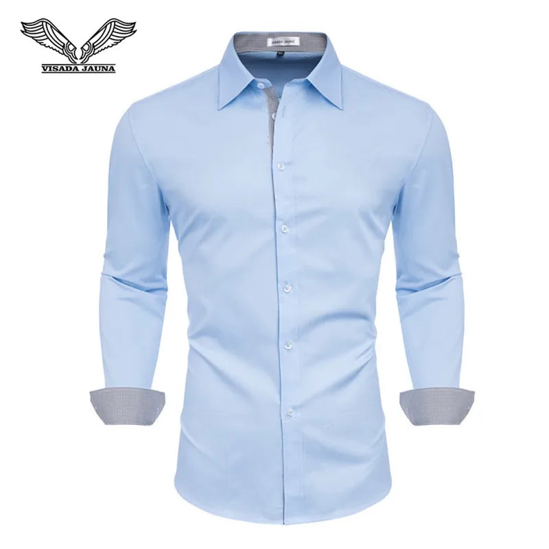 VISADA JUANA 2019 Mens Long Sleeve Dress Shirt High-quality Male Casual Tops Button Down Shirts Y73