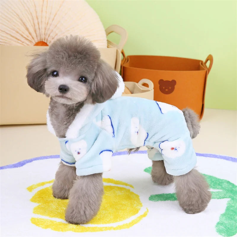 Winter Warm Fleece Pet Dog Jumpsuit for Small Medium Dogs Puppy Cat Pajamas Coat Chihuahua Clothes Pets Costume Yorkie Outfits