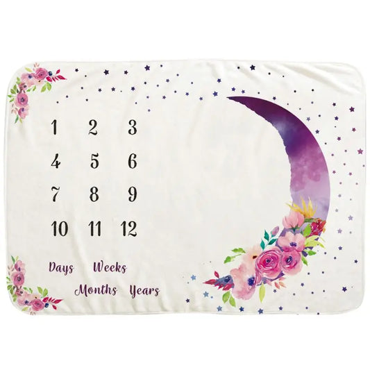 Baby Monthly Record Growth Milestone Blanket Newborn Photography Props Children Photo for Creative Moon Flower Background Cloth
