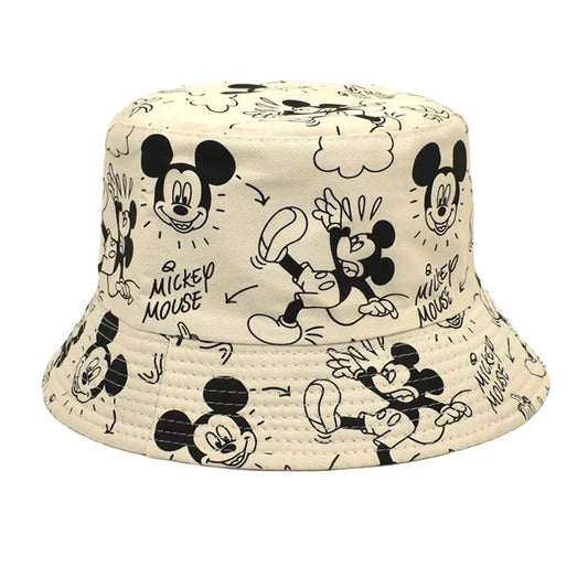 Disney Mickey Mouse Hat Anime Double-sided Printing Cotton Cap Fisherman Caps for Boys Girls Women Fashion Travel Visor Cap