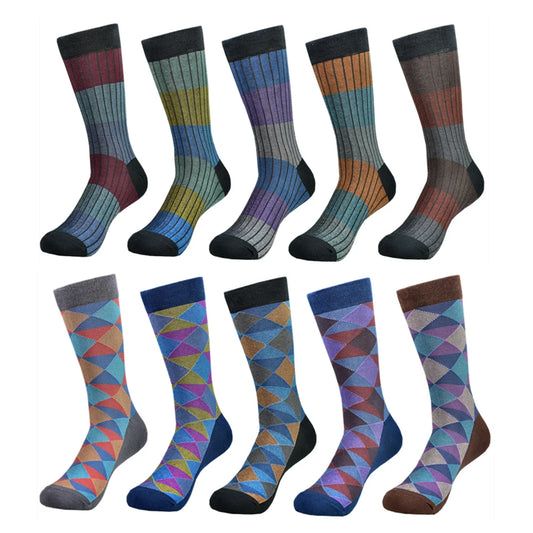 Men's Colorful Pattern Cotton Socks, Casual Happy Socks, Fashion Socks