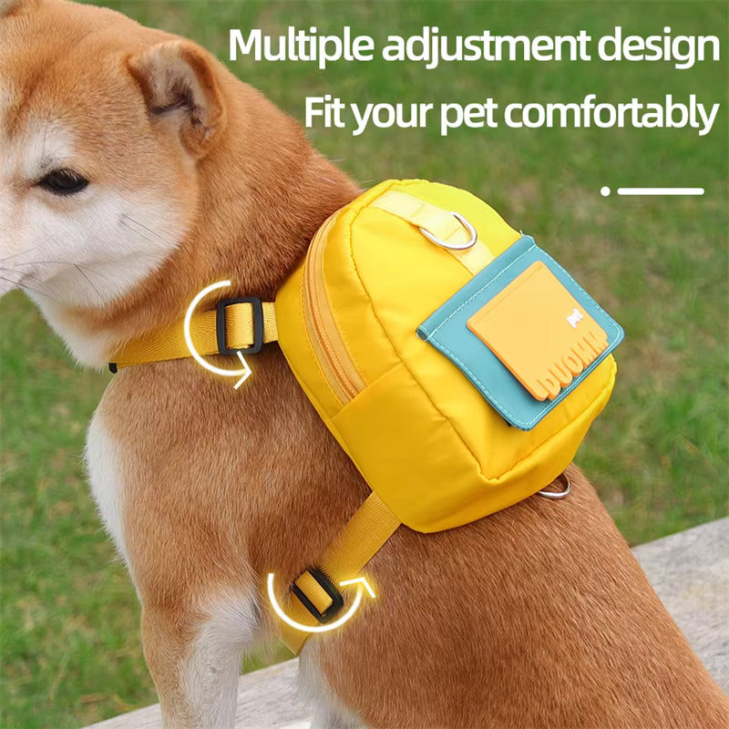 Pet Snack Storage Bag with Leash Large-capacity Multifunction Dogs Backpack Adjustable Harness Backpack Suitable Pet Travel Walk