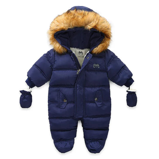 New Born Baby costume rompers Winter Toddle Jumpsuit Hooded Inside Fleece Girl Boy Clothes Autumn Overalls Children Outerwear