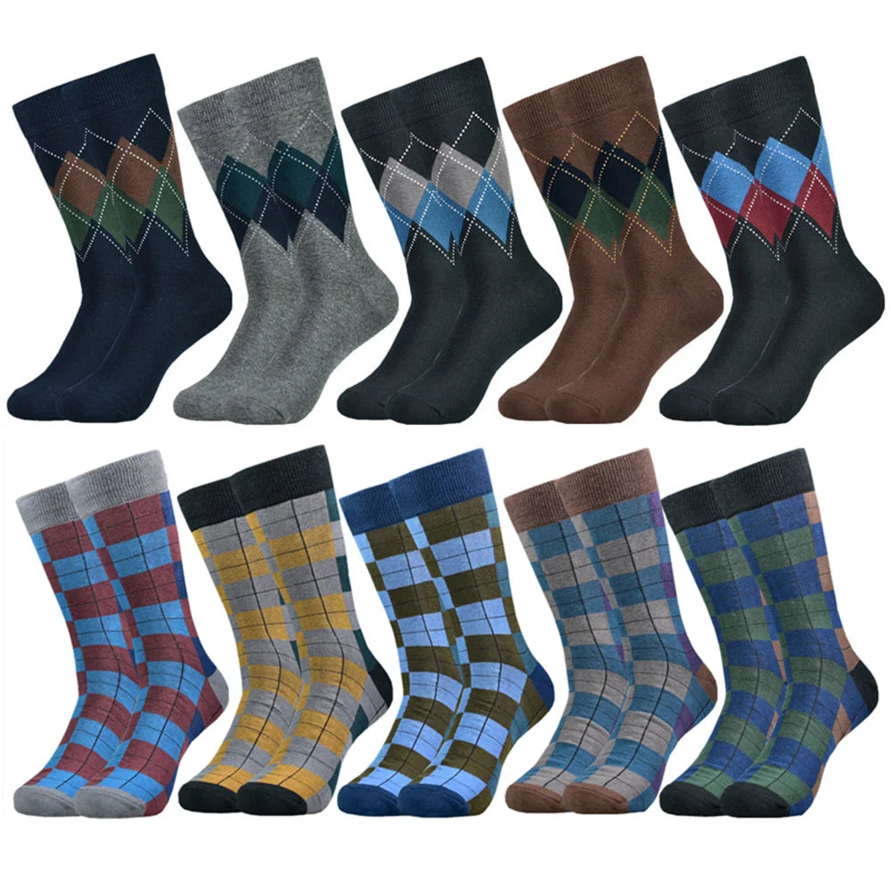 Men's Cotton Black Patterned Happy Colorful Funny Stylish Casual Business Dress Socks