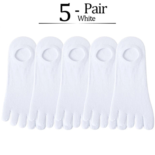 5 Pairs/lot Summer Men's Split Toe Boat Socks Black Gray Solid 100% Cotton Breathable Five Finger Socks Casual Sports socks