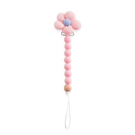 Baby Pacifier Chain Flower Shape Beech Wood Removable Clip For Handmade Baby Nipple Soother Chain Teething Toys Baby Accessories