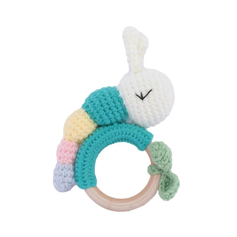 Newborn Gift Set 1 Pack Baby Rattle Toy/3pcs/set Pacifier Clip with Crochet Teether Suitable for 0-12 months Babies Dropship