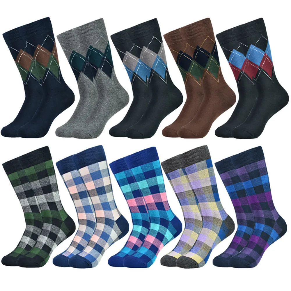 Men's Cotton Black Patterned Happy Colorful Funny Stylish Casual Business Dress Socks