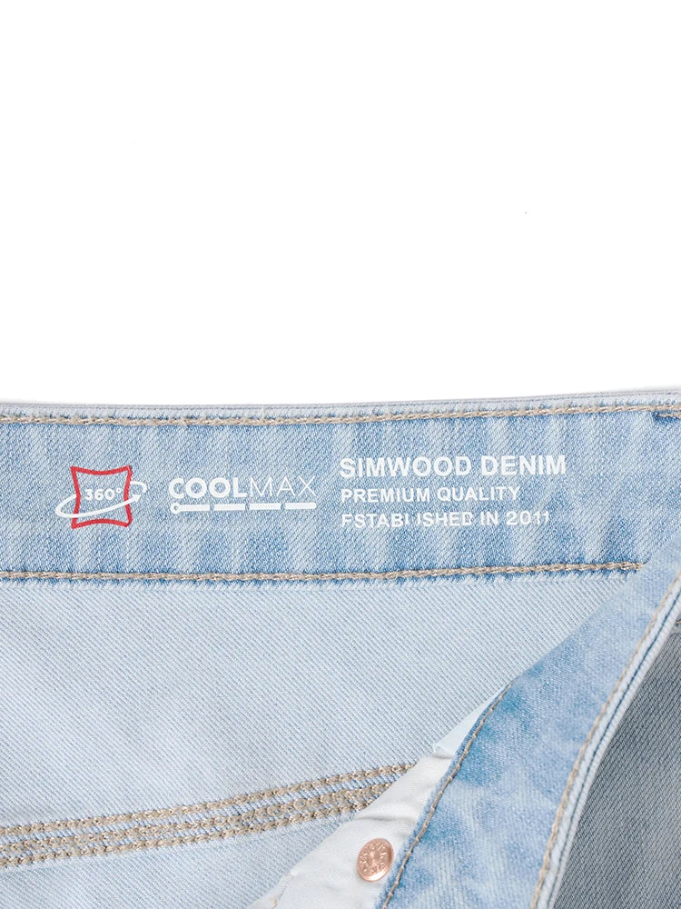 SIMWOOD 2024 Autumn New 9.3oz Coolmax Lightweight Jeans Men Washed Vintage Breathable Denim Pants