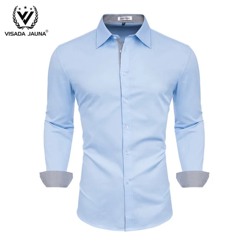 VISADA JUANA 2019 Mens Long Sleeve Dress Shirt High-quality Male Casual Tops Button Down Shirts Y73