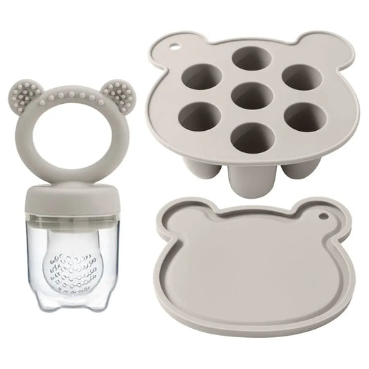 Cute Baby Fruit and Vegetable Teether Toy Food Supplement Bite Le Silicone Baby Feeding Tableware Ice Cream Mold Baby Stuff